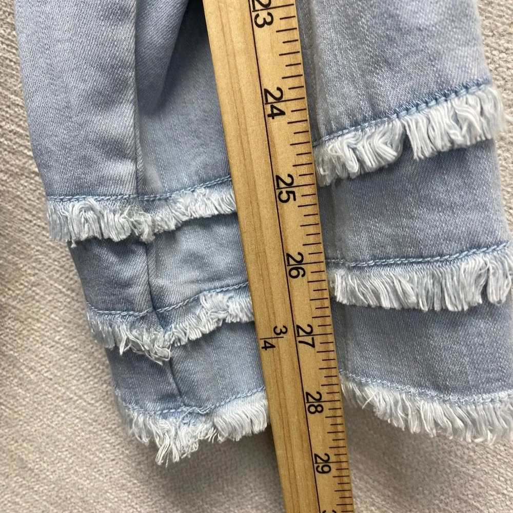 Belle‎ by Kim Gravel Light Wash Denim Jacket Triple Fringe Sleeve Plus Size 1X